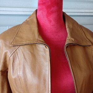 Tan Faux-Leather Jacket (Women’s S) — Chic Transitional Layer